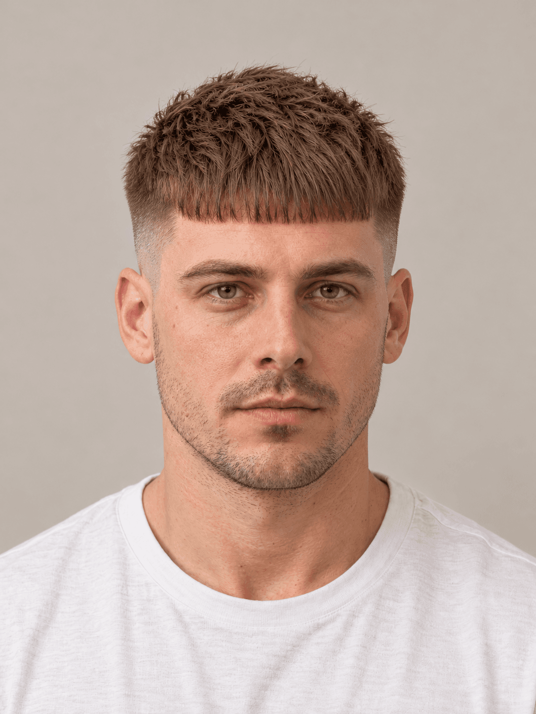 French Crop on a man with straight light brown hair, front view
